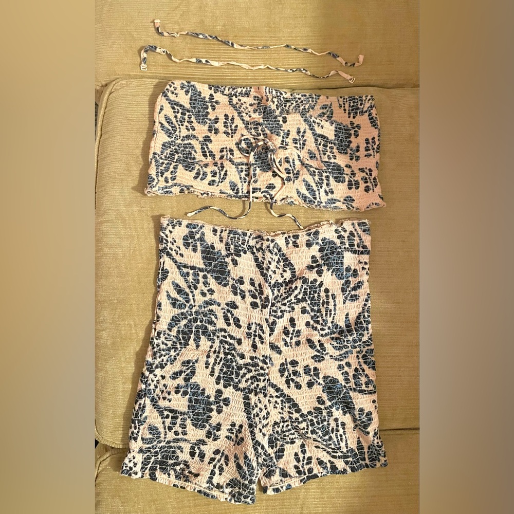 Intimately Free People smocked floral bandeau shorts set
